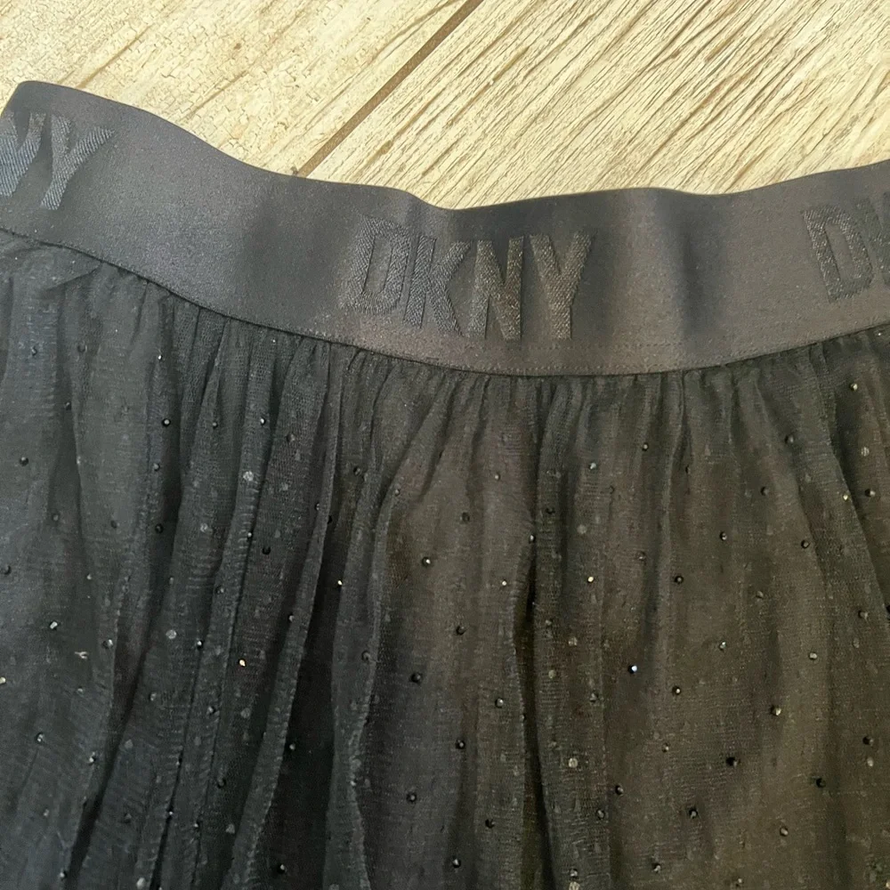 Elegant Black Tulle Midi Skirt - Women's with embellished shine Polk a dots - Picture 3 of 6